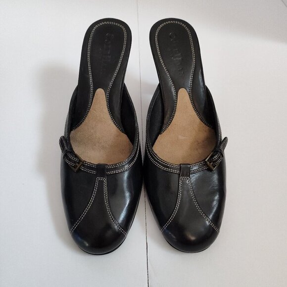 Ladies SZ 6B Vintage Cole Haan Black Leather Mules - Picture 1 of 4